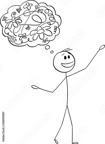 Creative Artistic Thinking , Vector Cartoon Stick Figure Illustration