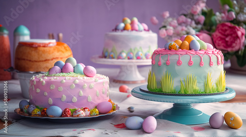 Easter Sweet Cake - Delicious Dessert Perfect for Your Festive Celebration. Generative AI.