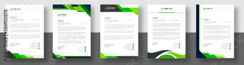 official minimal creative abstract professional newsletter corporate modern business proposal letterhead design template set with green color. letter head design set with green color. 