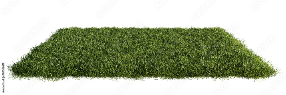 grass patch, quadratic lawn isolated on transparent background banner