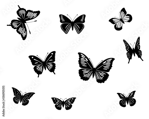 Beautiful collection of cute black butterflies © AlbertBS