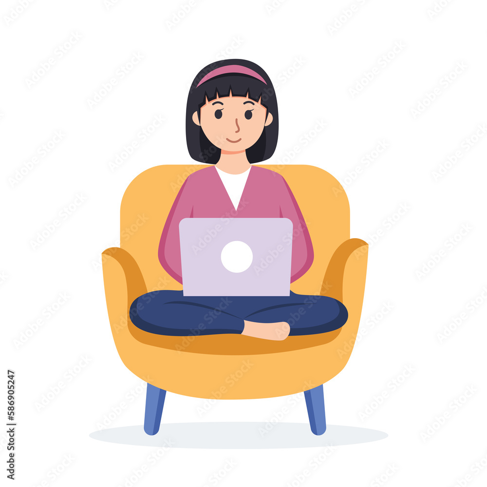 Work from home, coworking space illustration Work from home, coworking space illustration