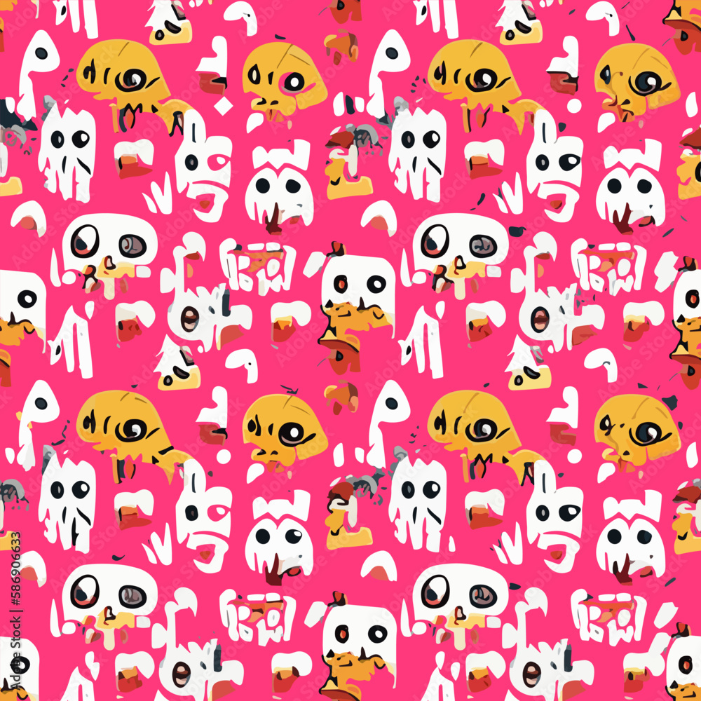 Vector seamless illustration fantastic monster pattern Vector seamless illustration fantastic monster pattern