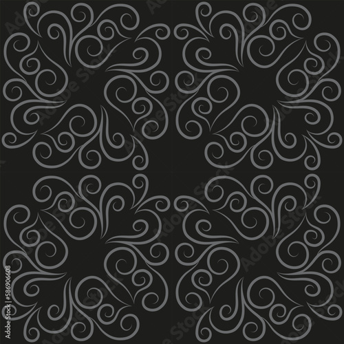 Seamless pattern, light linear pattern, monogram on a dark background. Design for banner, leaflet, print, poster, wallpaper, fabric. Abstract geometry.