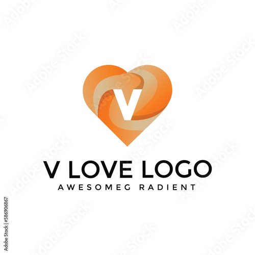V love logo design templat