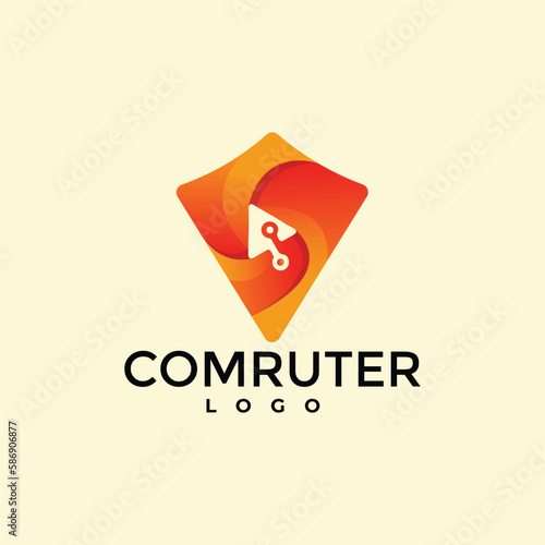Digital pointer technology creative logo