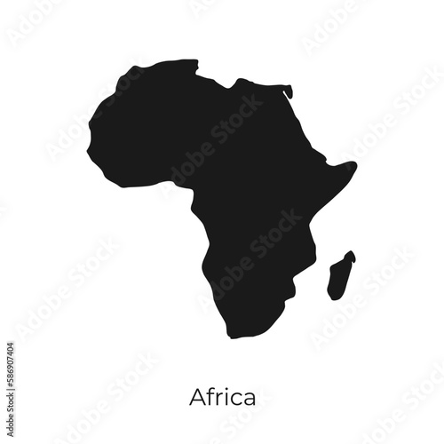 Africa continent blind map black silhouette icon  vector illustration symbol template in trendy style. Editable graphic resources for multi purposes.
