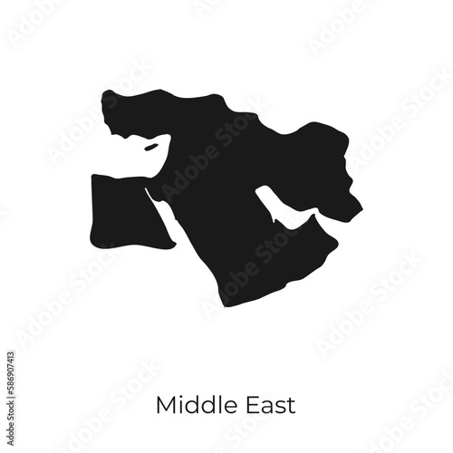 Middle East blind map black silhouette icon, vector illustration symbol template in trendy style. Editable graphic resources for multi purposes.