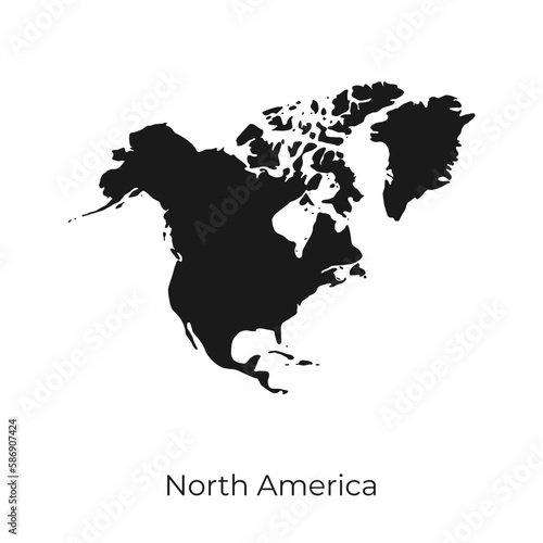 North America continent black map icon, vector illustration symbol template in trendy style. Editable graphic resources for multi purposes.