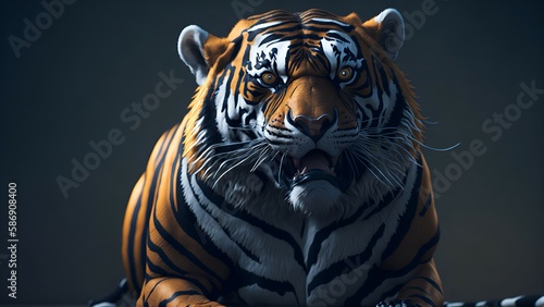 3D Rendered Tiger With Intricately Detailed and Realistic Details of Majestic Beast Created With Generative Ai © Julian Prizont-Cado