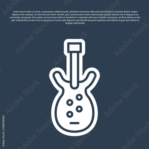 Blue line Electric bass guitar icon isolated on blue background. Vector