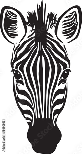 Zebra head, African animal vector illustration