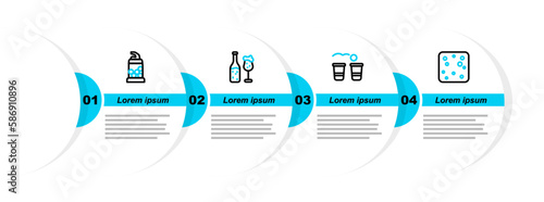 Set line Beer bubbles, pong game, bottle and glass and Bottle opener icon. Vector