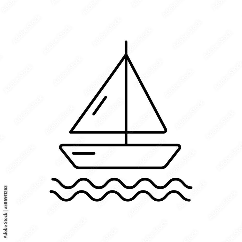Vector .Boat.Sailboat. Icon.Line.On a white background.Ship..for Textile,Web Design,Social Networks,Internet.Banner.Wharf.Port.Island.Shore.Sport.Wind.Shop.Packaging.Wrapper.Paper.Travel Vector .Boat.Sailboat. Icon.Line.On a white background.Ship..for Textile,Web Design,Social Networks,Internet.Banner.Wharf.Port.Island.Shore.Sport.Wind.Shop.Packaging.Wrapper.Paper.Travel