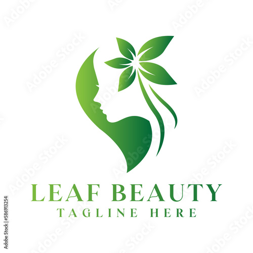 Leaf beauty logo design for natural beauty salon vector template.