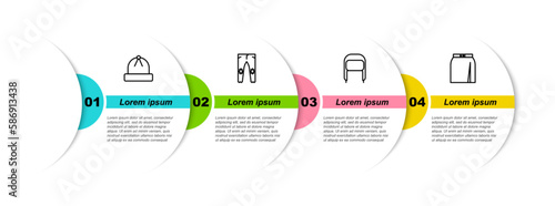 Set line Winter hat, Pants, with ear flaps and Skirt. Business infographic template. Vector