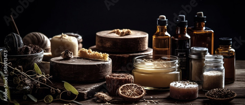 Wallpaper Mural A rustic arrangement of homemade natural beauty products featuring sustainable, organic ingredients and earthy tones, Created with generative Ai Technology. Torontodigital.ca