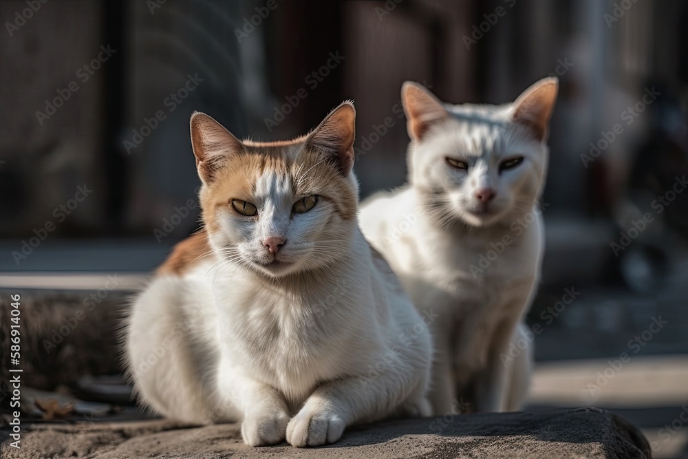 A pair of street cats. Generative AI A pair of street cats. Generative AI