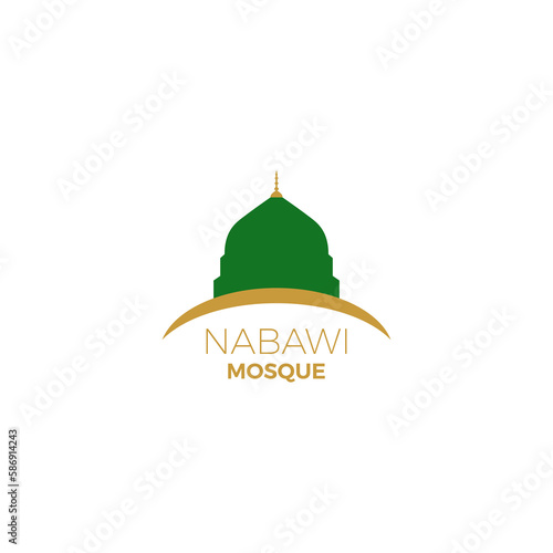 Green nabawi mosque illustration. masjid nabawi mosque logo inspiration photo