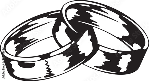 Two rings black and white. Vector illustration.