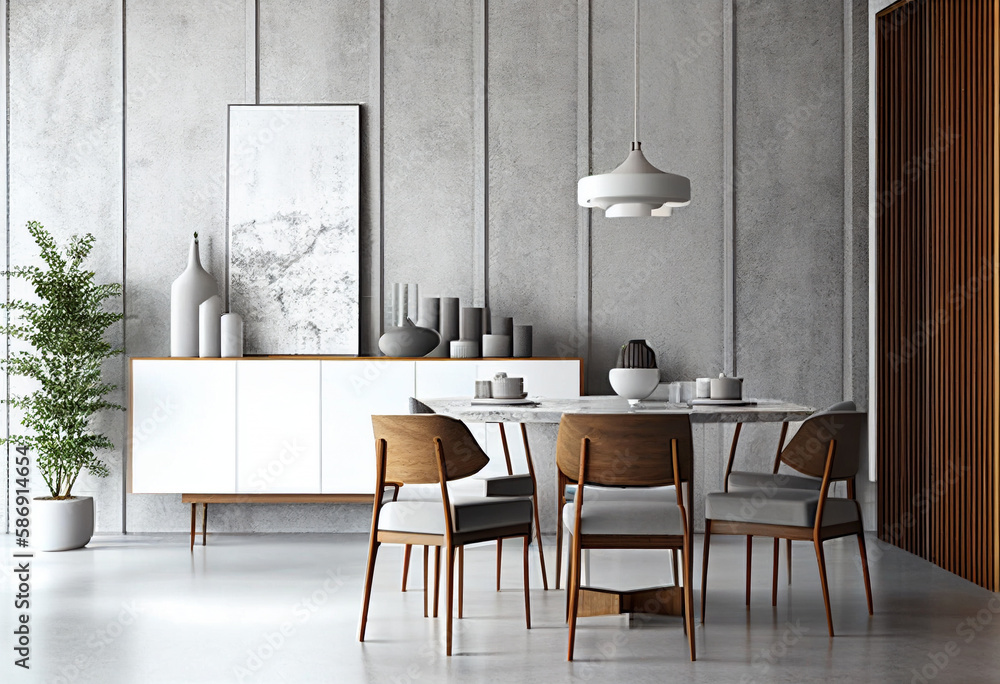 Modern white room design. AI generated illustration Modern white room design. AI generated illustration