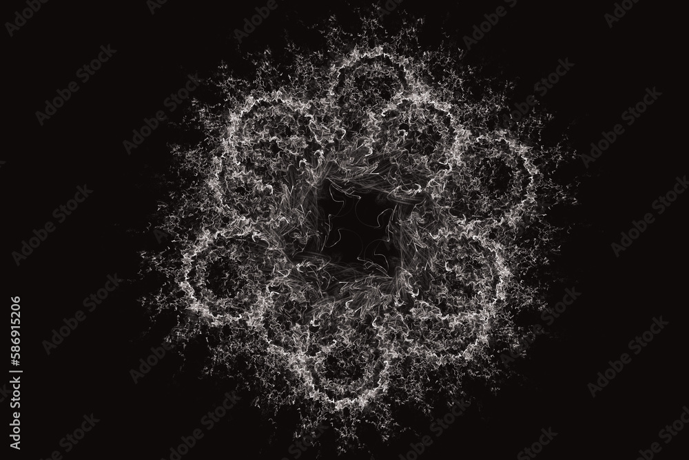 Gray pattern of crooked waves on a black background. Abstract fractal 3D rendering Gray pattern of crooked waves on a black background. Abstract fractal 3D rendering