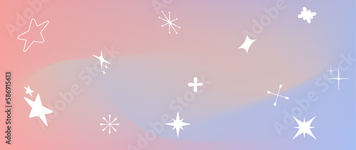 Vector gradient background. In a minimalistic pastel style with various white stars. Suitable as a cover, wallpaper design for social networks, screensaver, postcard or textile design.
