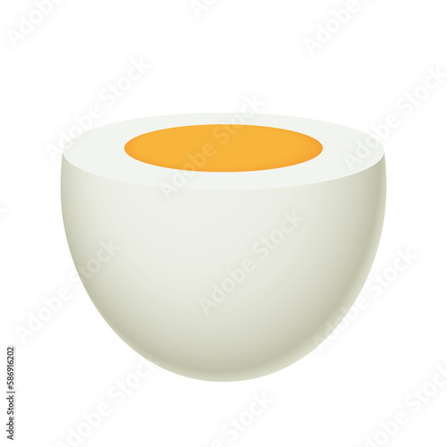 half an egg, white and yolk - peeled and sliced egg - illustration on white background