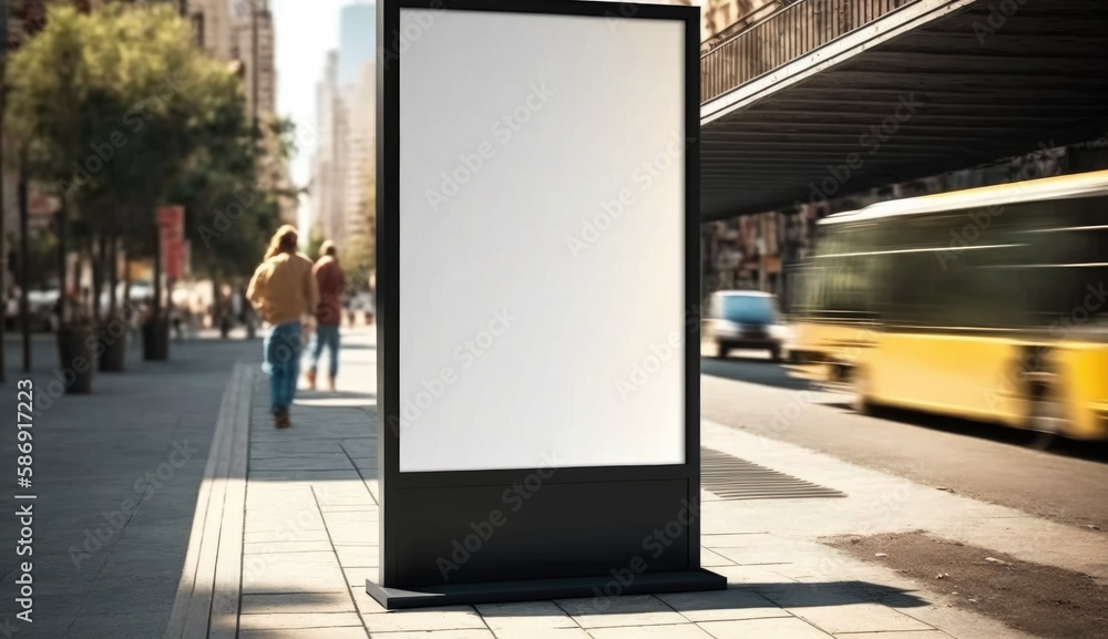 blank billboard mockup for advertising in the city, daylight view
