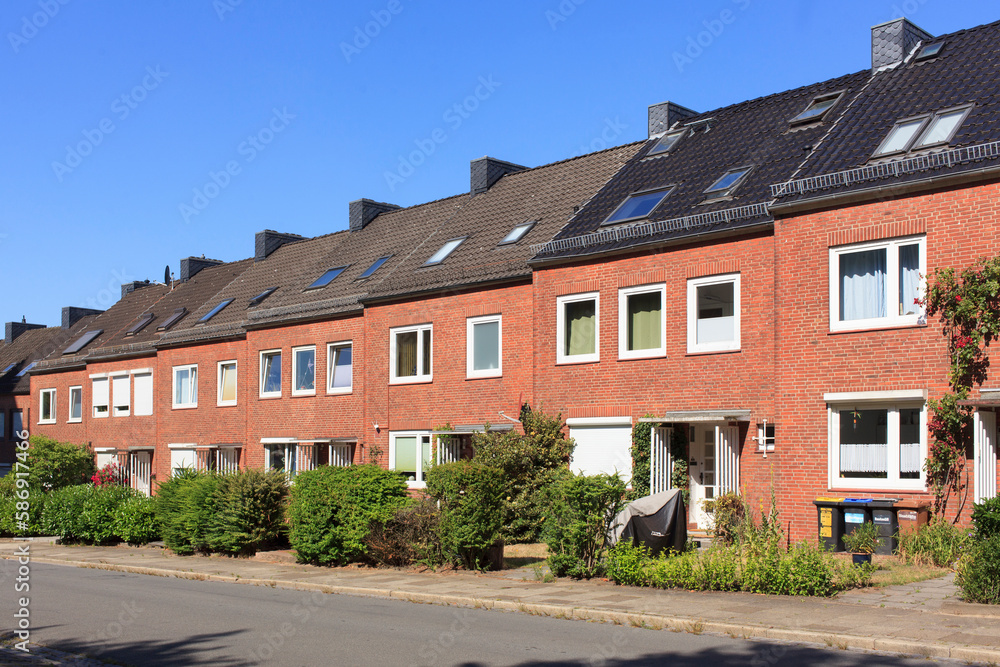 Wohngebäude, Reihenhäuser aus Backstein, Bremen, Deutschland
