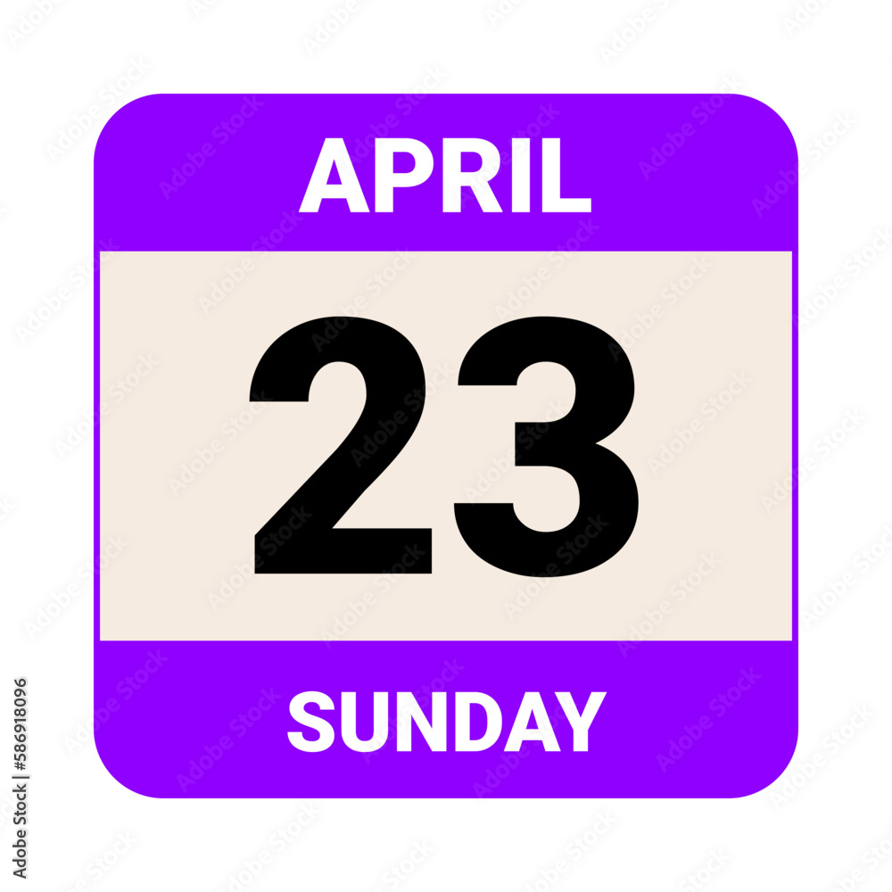 23 April, Sunday. Date template. Useful design for calendar or event promotion. Vector illustration EPS 10 File. 23 April, Sunday. Date template. Useful design for calendar or event promotion. Vector illustration EPS 10 File.