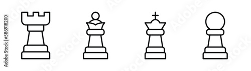 Chess Vector Line Icons. Pixel Perfect