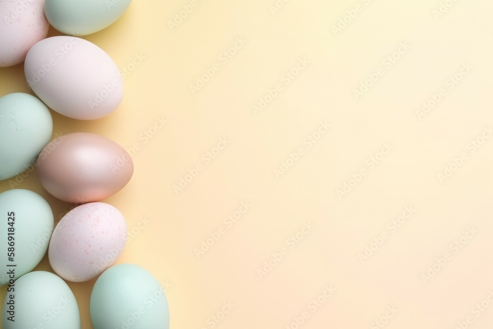 Pastel easter eggs. Spring pastel decoration. Generate Ai