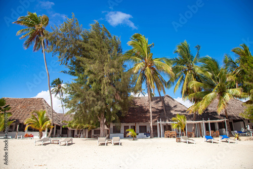 View of tropical sandy beach on Zanzibar, Tanzania.  © Slepitssskaya