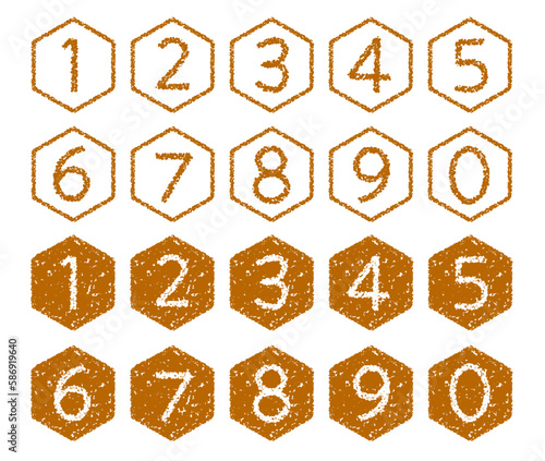 クレヨン素材　手描きの数字アイコンセット