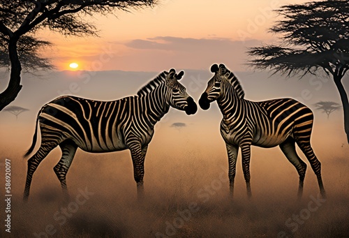 zebra at sunset