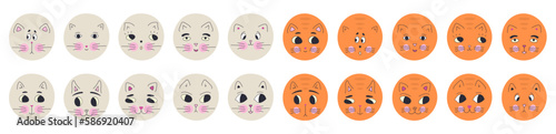 Funny cat face, abstract personage, mascot design, funny face, cute icon.