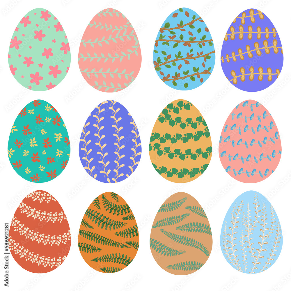 set of easter eggs colorful