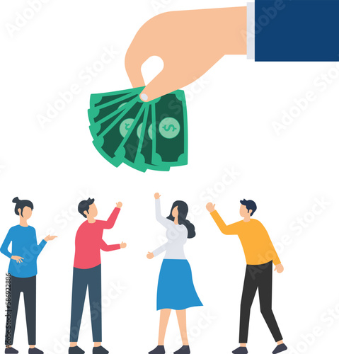 Employee benefits and compensation for staff advantage, reward or bonus payment, motivate employee concept, money Donation, salary increase or benefit concept
