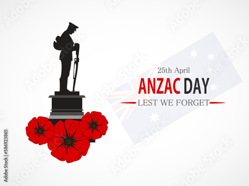Anzac day background. Poppy flower. Vector background.