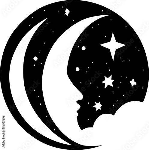 Celestial - Black and White Isolated Icon - Vector illustration