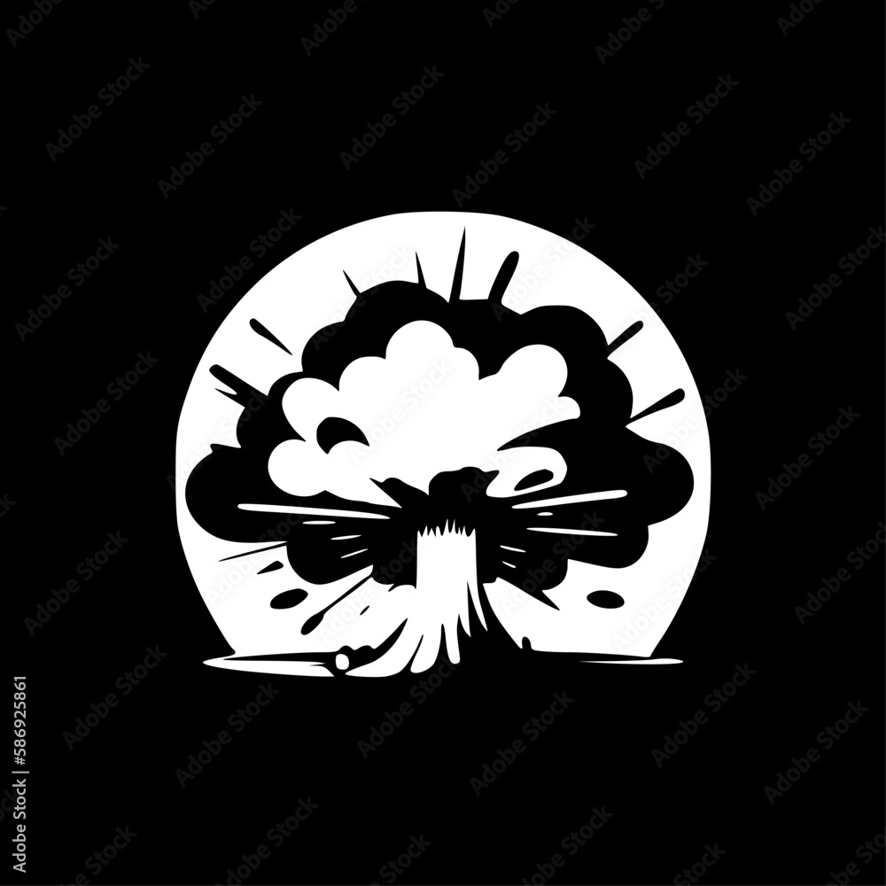Nuclear Explosion | Black and White Vector illustration Stock Vector ...