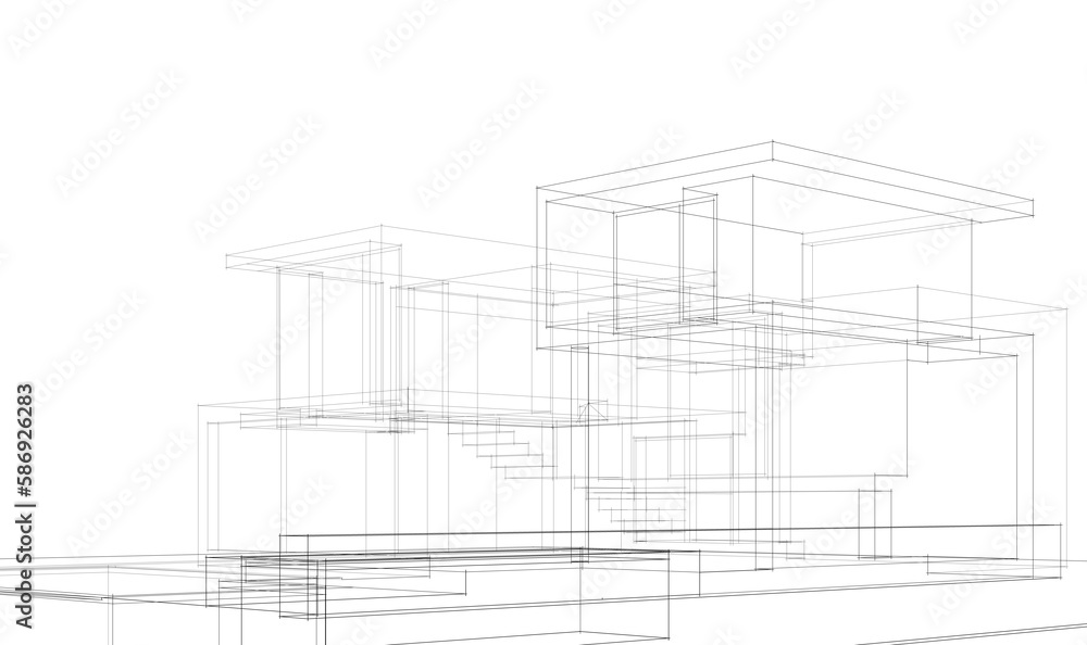 architectural sketch of modern house architectural sketch of modern house