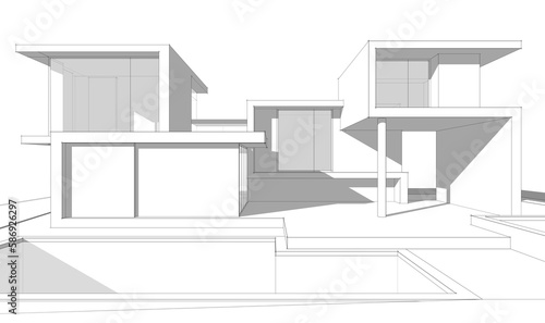 architectural sketch of modern house  © Yurii Andreichyn
