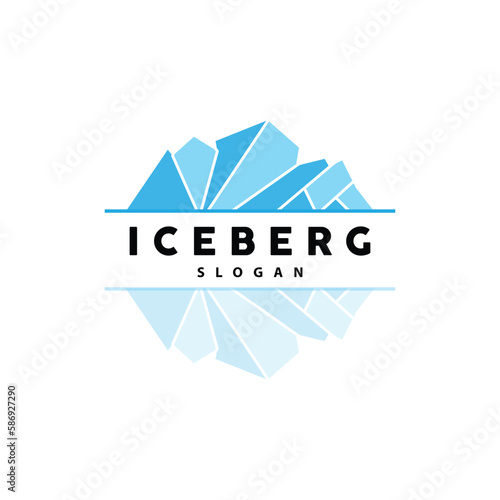 Iceberg Logo, Antarctic Mountains Vector In Ice Blue Color, Nature Design, Product Brand Illustration Template Icon