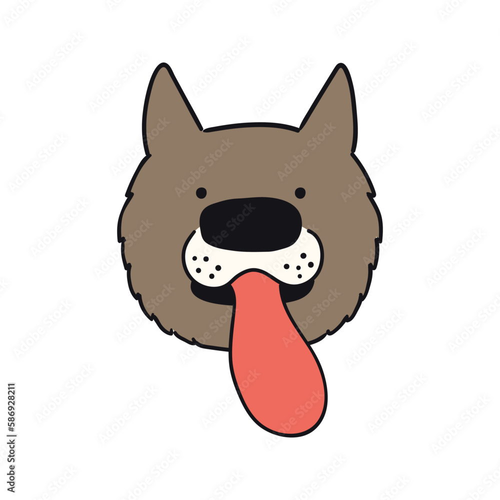 Dog face tongue sticking out cute funny cartoon character illustration ...