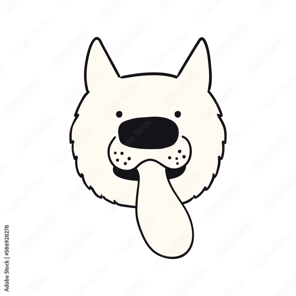 Dog face tongue sticking out cute funny cartoon character illustration ...
