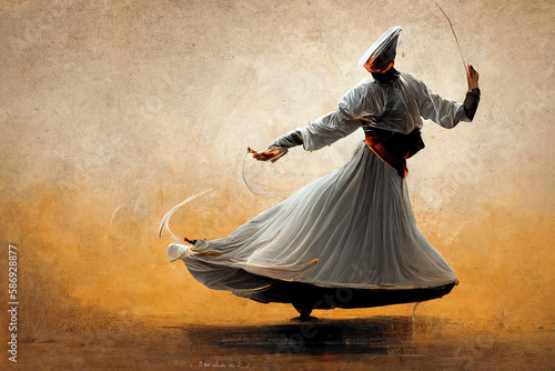 Turkish Sufi dervish dance- Created with Generative AI Technology