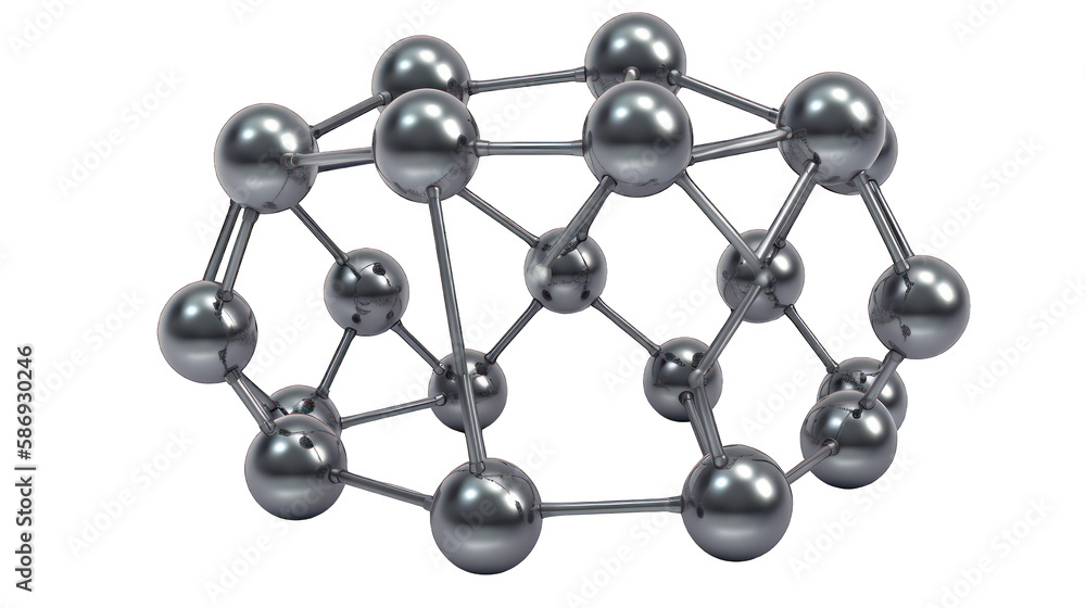 Buckyball or buckminsterfullerene molecule isolated on transparent white background cutout png. Generative AI Buckyball or buckminsterfullerene molecule isolated on transparent white background cutout png. Generative AI