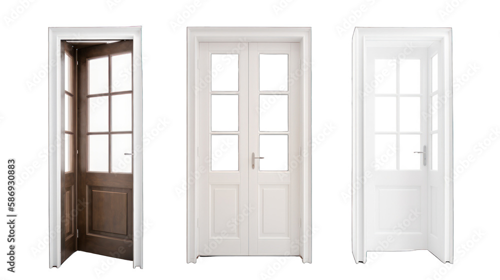 Doors isolated on white space. Transparent cutout png. Generative AI Doors isolated on white space. Transparent cutout png. Generative AI